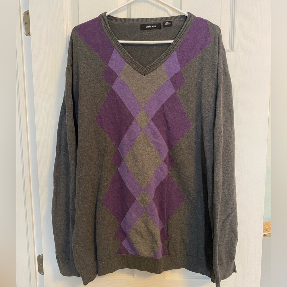 Men’s Claiborne Argyle Sweater Size XXL